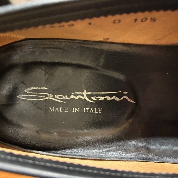 Santoni Black Leather Penny Loafers, US 10.5 - Excellent Condition - Picture 4 of 6